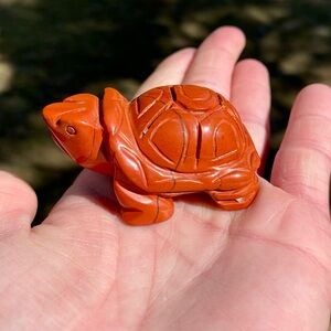 Hand Carved Red Jasper Tortoise - Symbol of Longevity + Protection
